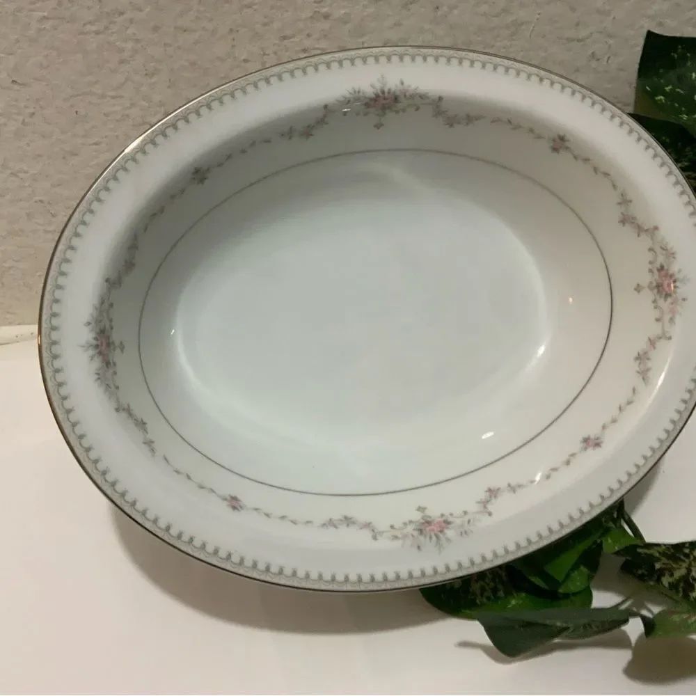 Vintage Noritake Fairmont (Platinum Trim) 6102 10" Oval Vegetable Bowl. Japan.A3